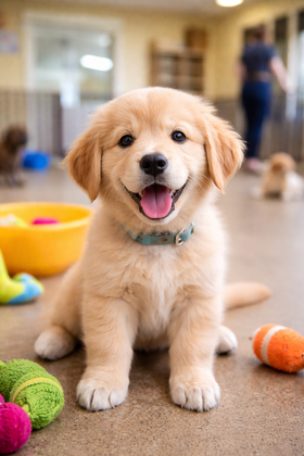 puppy goldie a puppy at day care